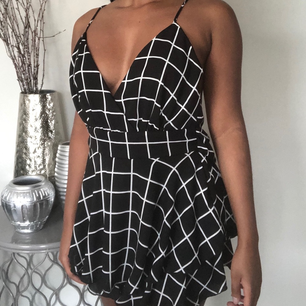 Black and White Flowy Romper